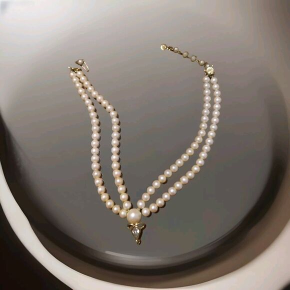 Richelieu Elegant Swarovski Rhinestone & Faux Pearl Signed Vintage Chocker - Picture 2 of 7